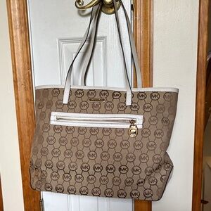 Michael Kors Tan and Cream Logo Tote
